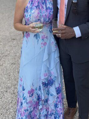 Eliza J Floral Ruffle Gown